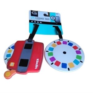 G Force 2 PK 3D View Master Luggage Travel Suitcase Tags Red White